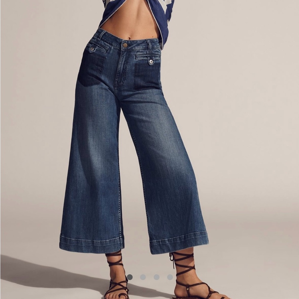 Pilcro reworked high rise crop flare jean